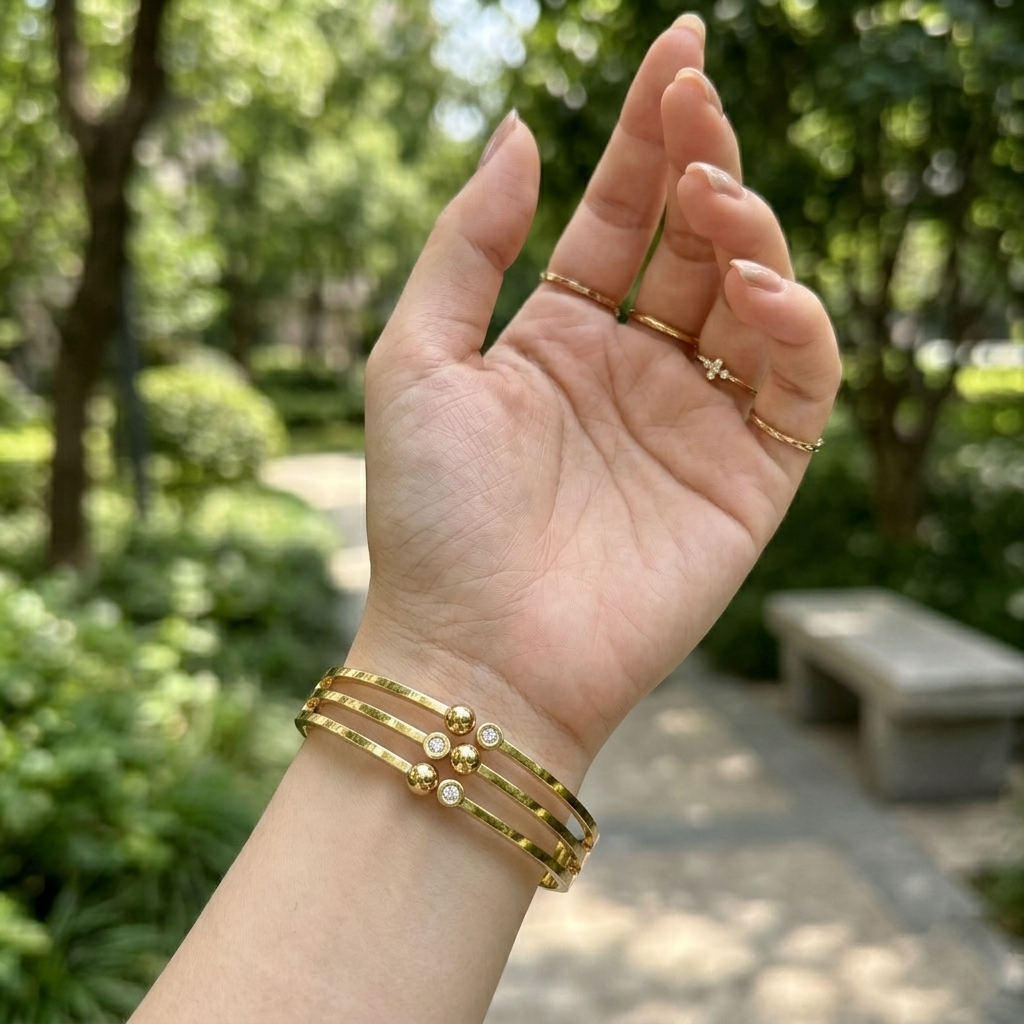 Stylish Multi Band Gold Bracelet for Women