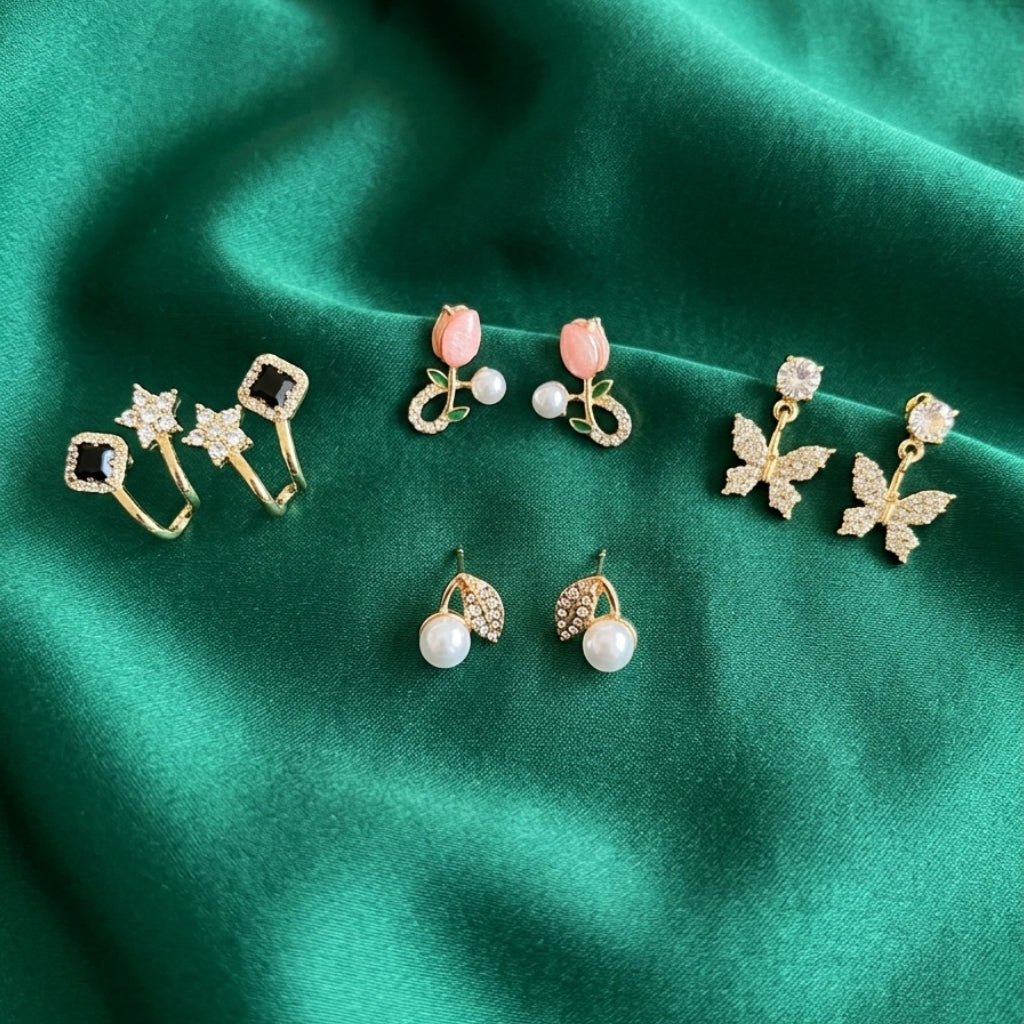 Combination Collection of Botanical Bliss Gold Earrings