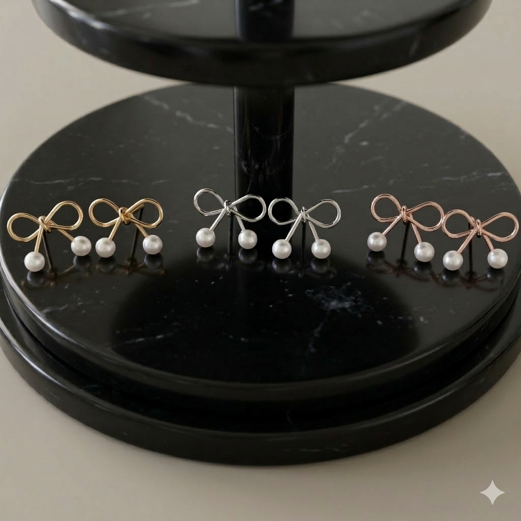 Bow Pearl Drop Earrings