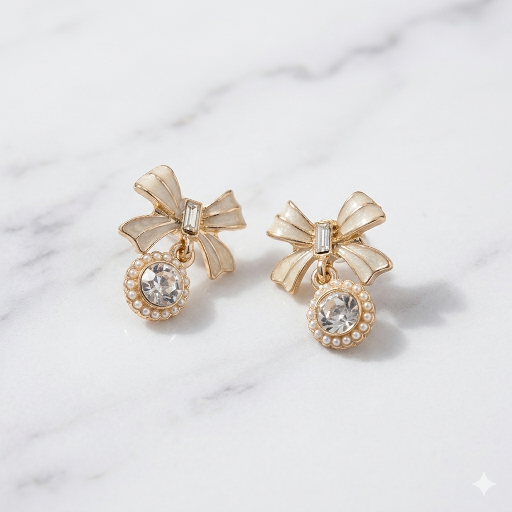 Bow & Gem Earrings