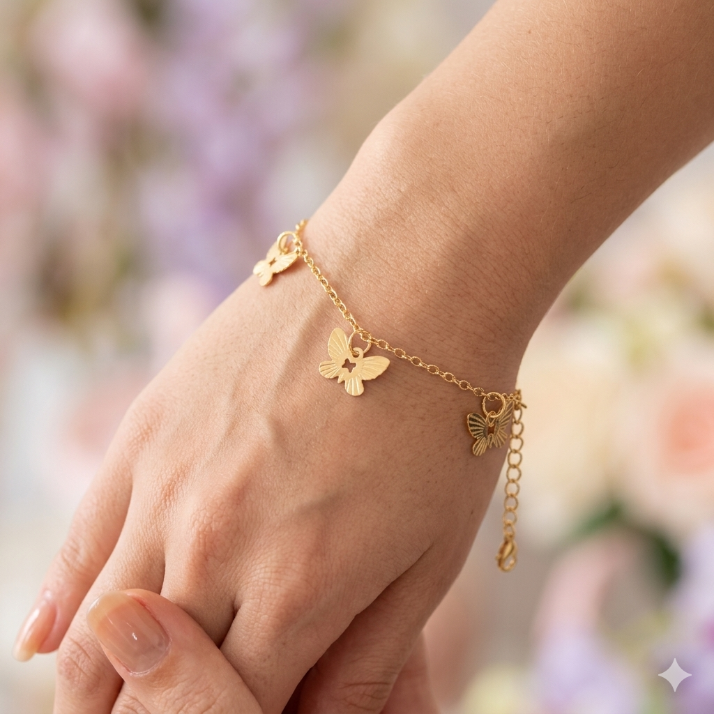 Butterfly Charm Gold Bracelet