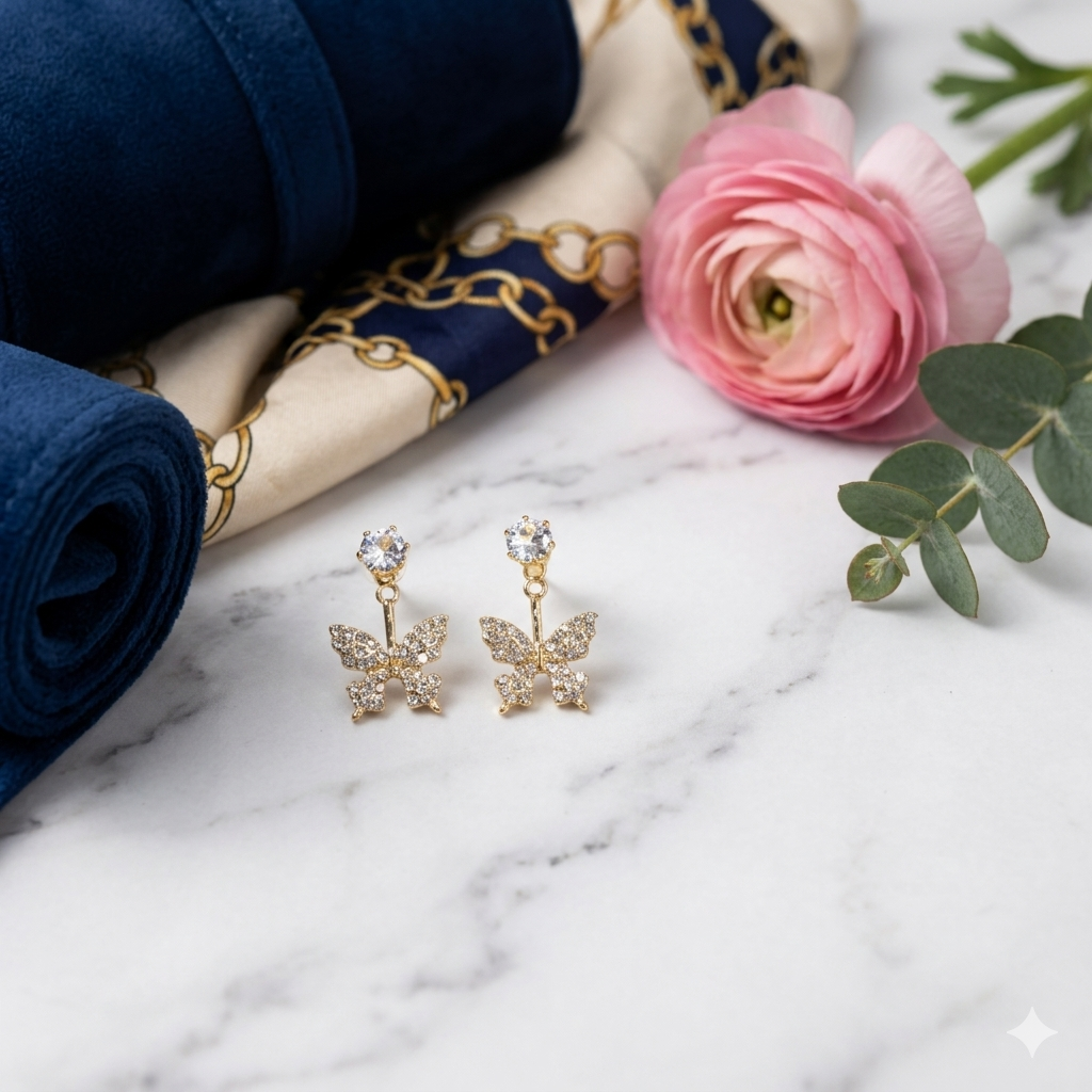 Butterfly Crystal Drop Earrings