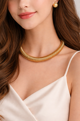 Gold Tone Necklace and Earring Set