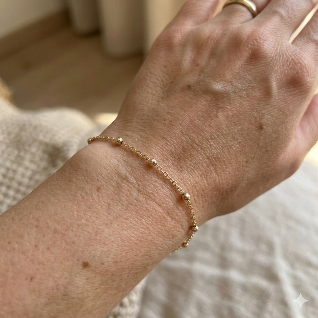 Gold Beaded Chain Bracelet