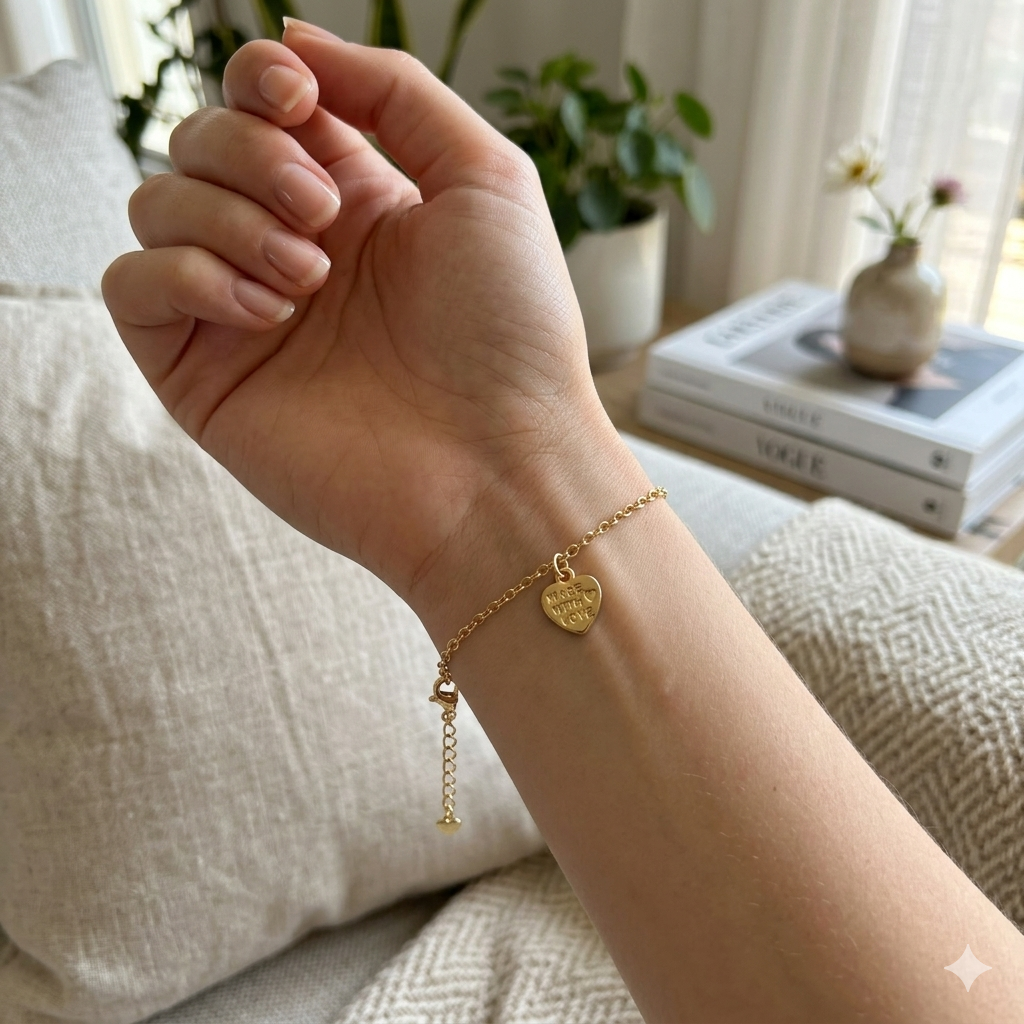 Gold Heart Charm Bracelet