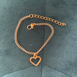 Gold Heart Pendant  Bracelet