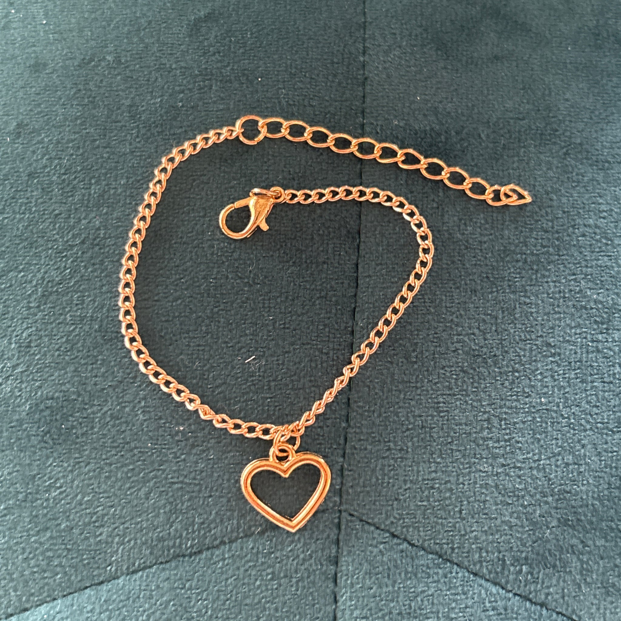 Gold Heart Pendant  Bracelet