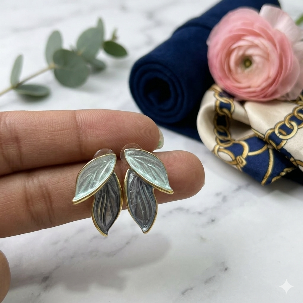 Gold Plated Leaf Stud Earrings