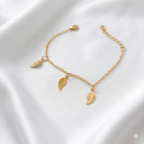 Gold Three Leaf Charm Bracelet