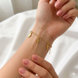 Gold Three Leaf Charm Bracelet