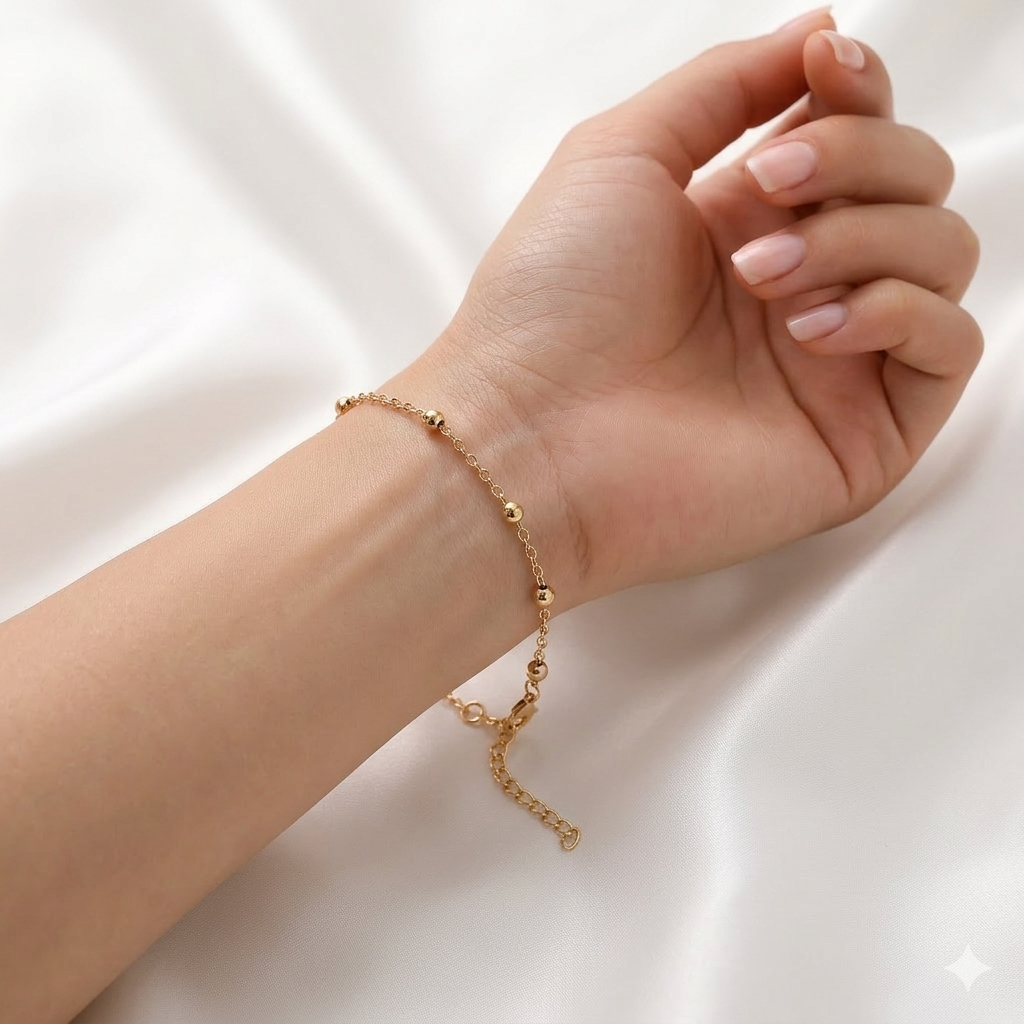 Gold Tone Bead Chain Bracelet