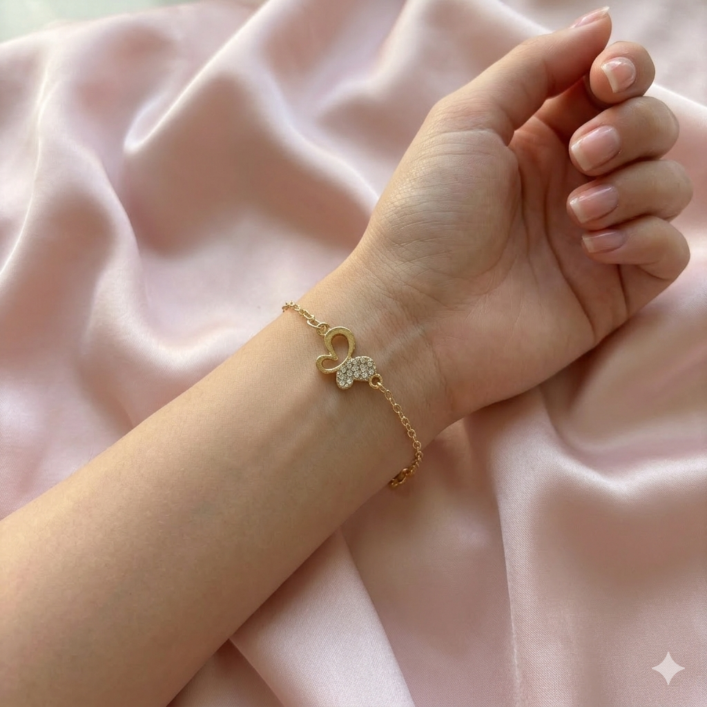 Gold Tone Butterfly Charm Bracelet