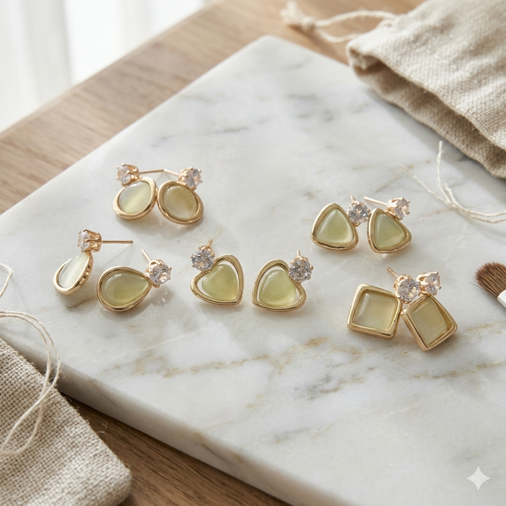 Gold Tone Shapes Earrings