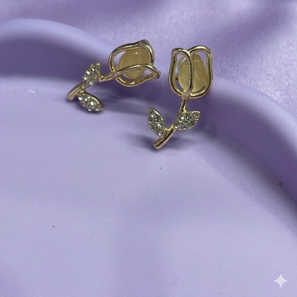 Gold Tone Tulip Earrings