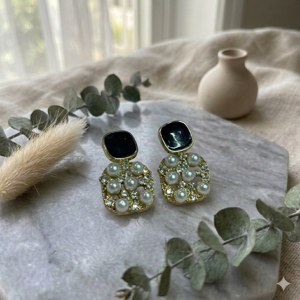 Gold Toned  Crystal Earrings