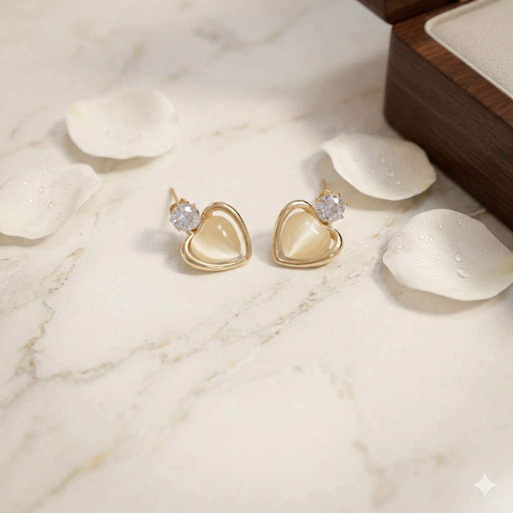 Heart Shaped Gold  Earrings
