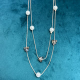 Double Layer Pearl and Charm Necklace