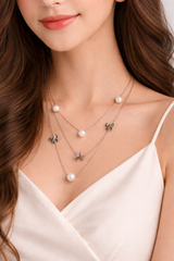 Double Layer Pearl and Charm Necklace