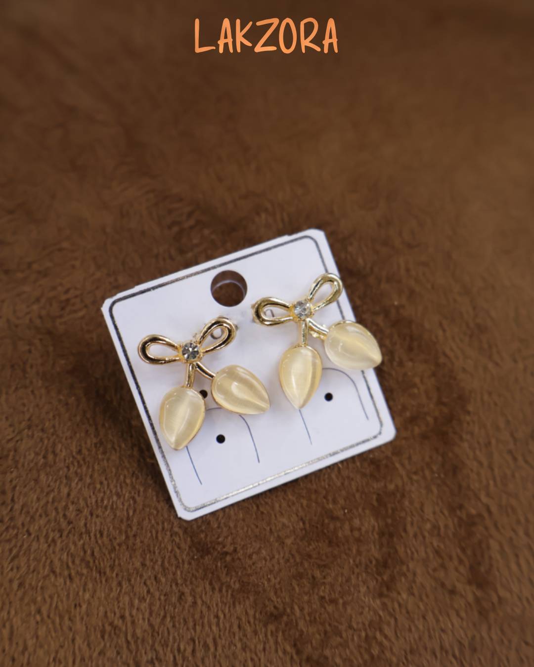 Gold Tone Cherry Bow Stud Earrings