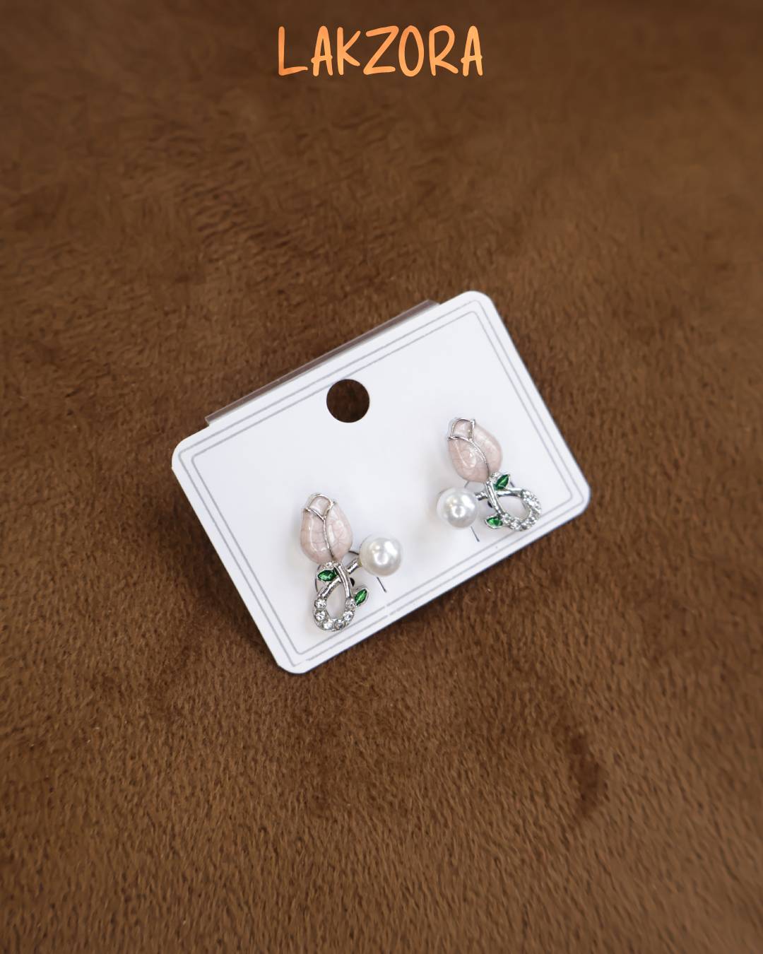 Rose‑Pearl Stud Earrings