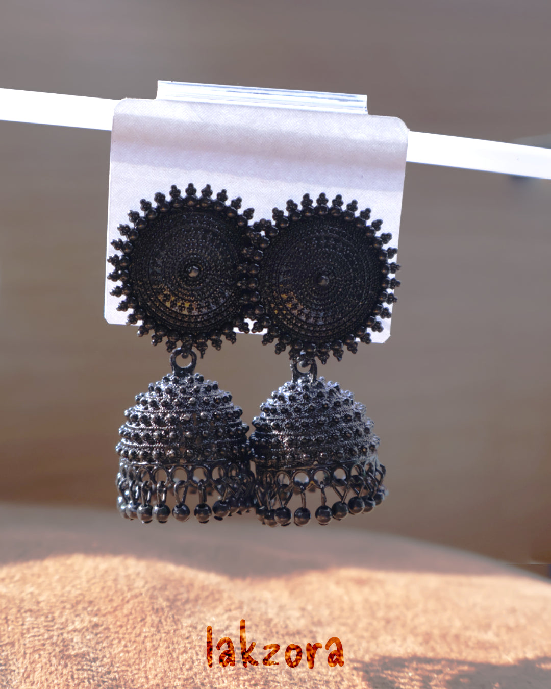 Black Oxidised Jhumka  Earrings