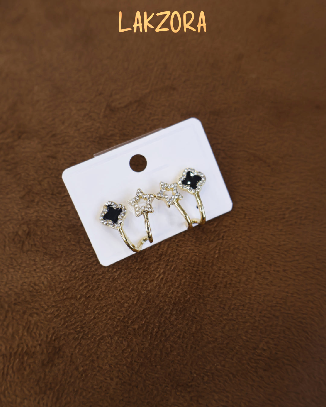 Gold Tone Star & Clover Ear Cuff Earring