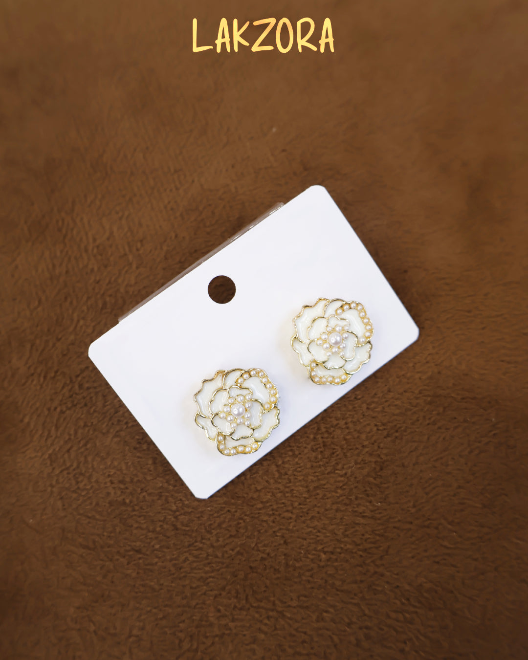 Black Enamel Flower Pearl Stud Earrings jewellery