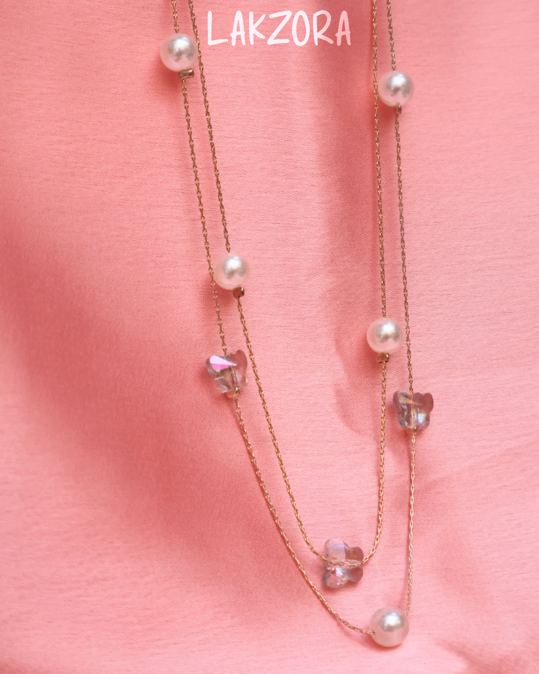 Double Layer Pearl and Charm Necklace