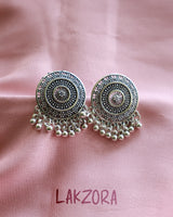 Oxidised Silver Jhumka  Earrings