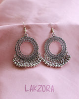 Oxidised Silver Circular Jhumka Earrings