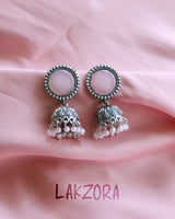 Silver Oval Stone Earrings