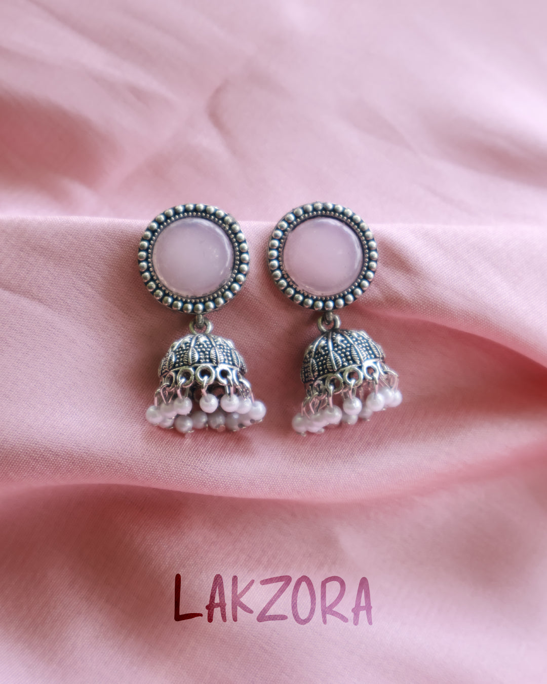 Silver Oval Stone Earrings