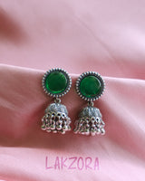 Silver Oval Stone Earrings