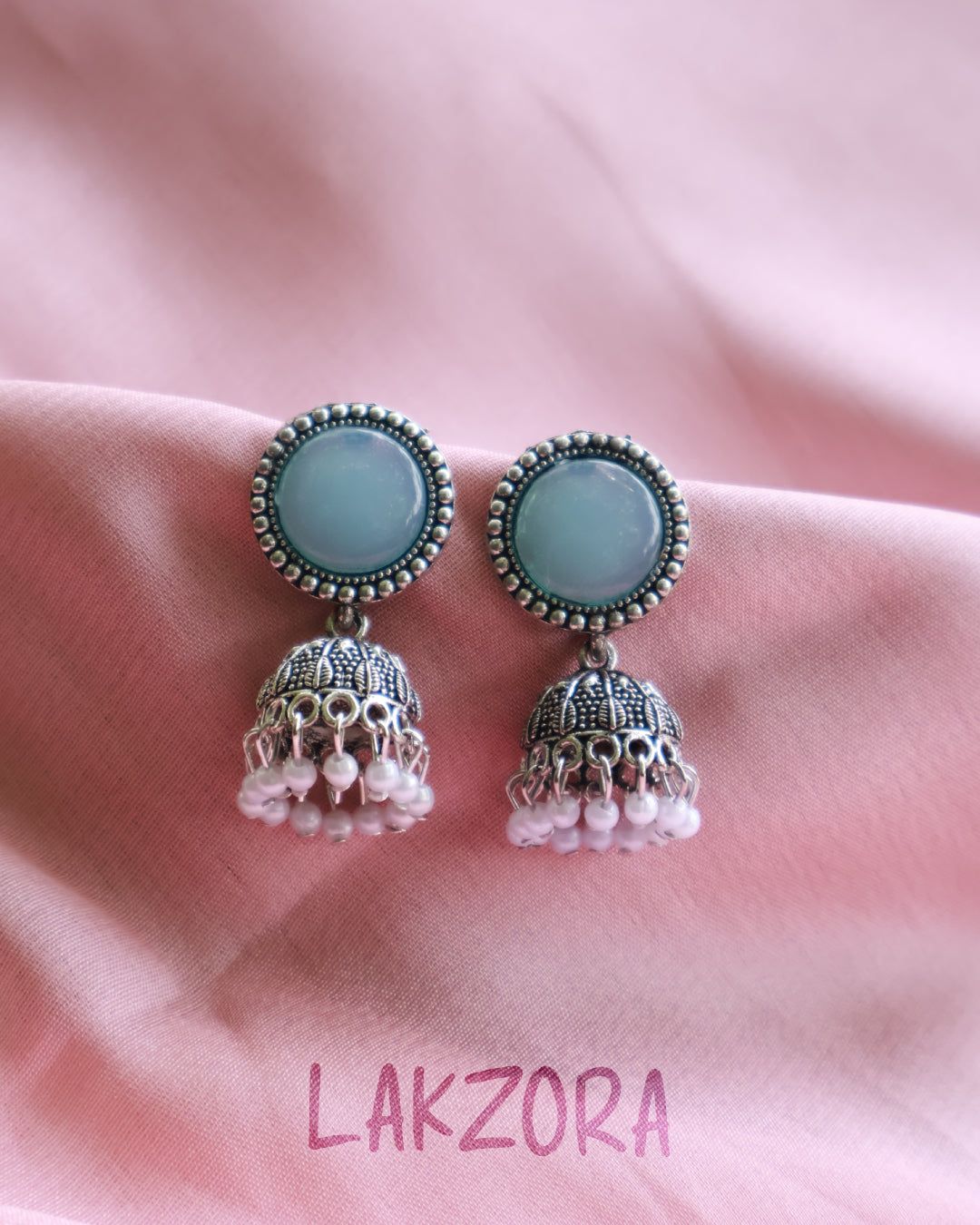 Silver Oval Stone Earrings