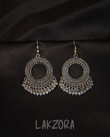 Oxidised Silver Circular Jhumka Earrings
