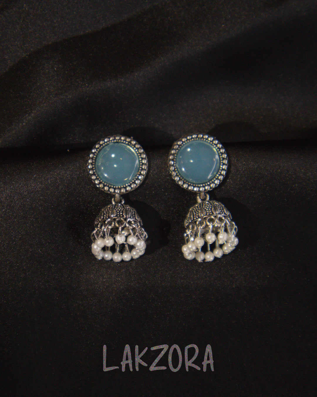 Silver Oval Stone Earrings