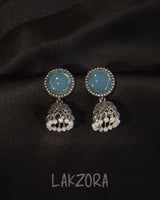 Silver Oval Stone Earrings