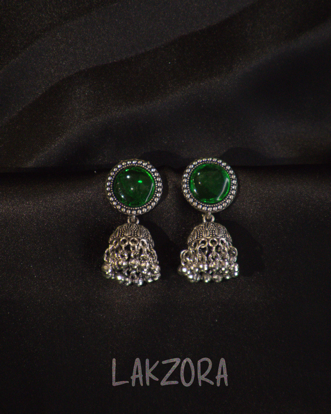 Silver Oval Stone Earrings