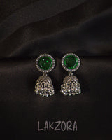 Silver Oval Stone Earrings