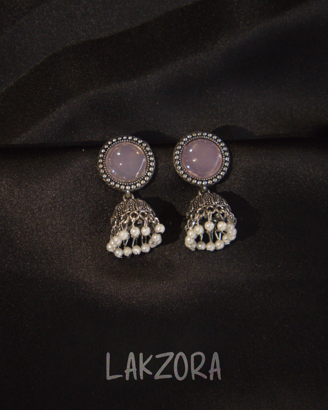 Silver Oval Stone Earrings