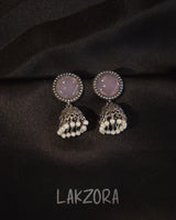 Silver Oval Stone Earrings
