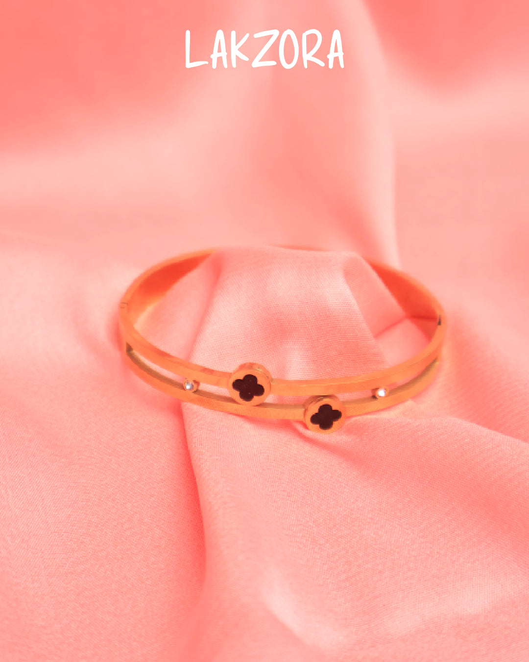 Black Clover Gold Bracelet – Stylish Lucky Charm Kada