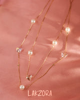 Double Layer Pearl and Charm Necklace