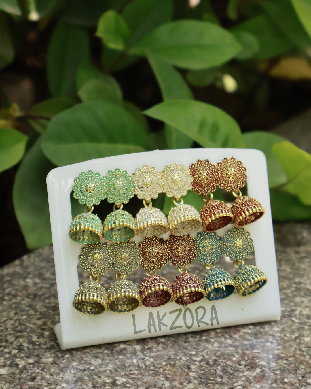 Oxidised Gold Jhumka Earrings