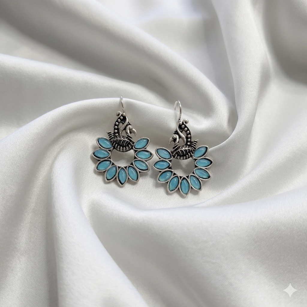 Oxidised Peacock Earrings