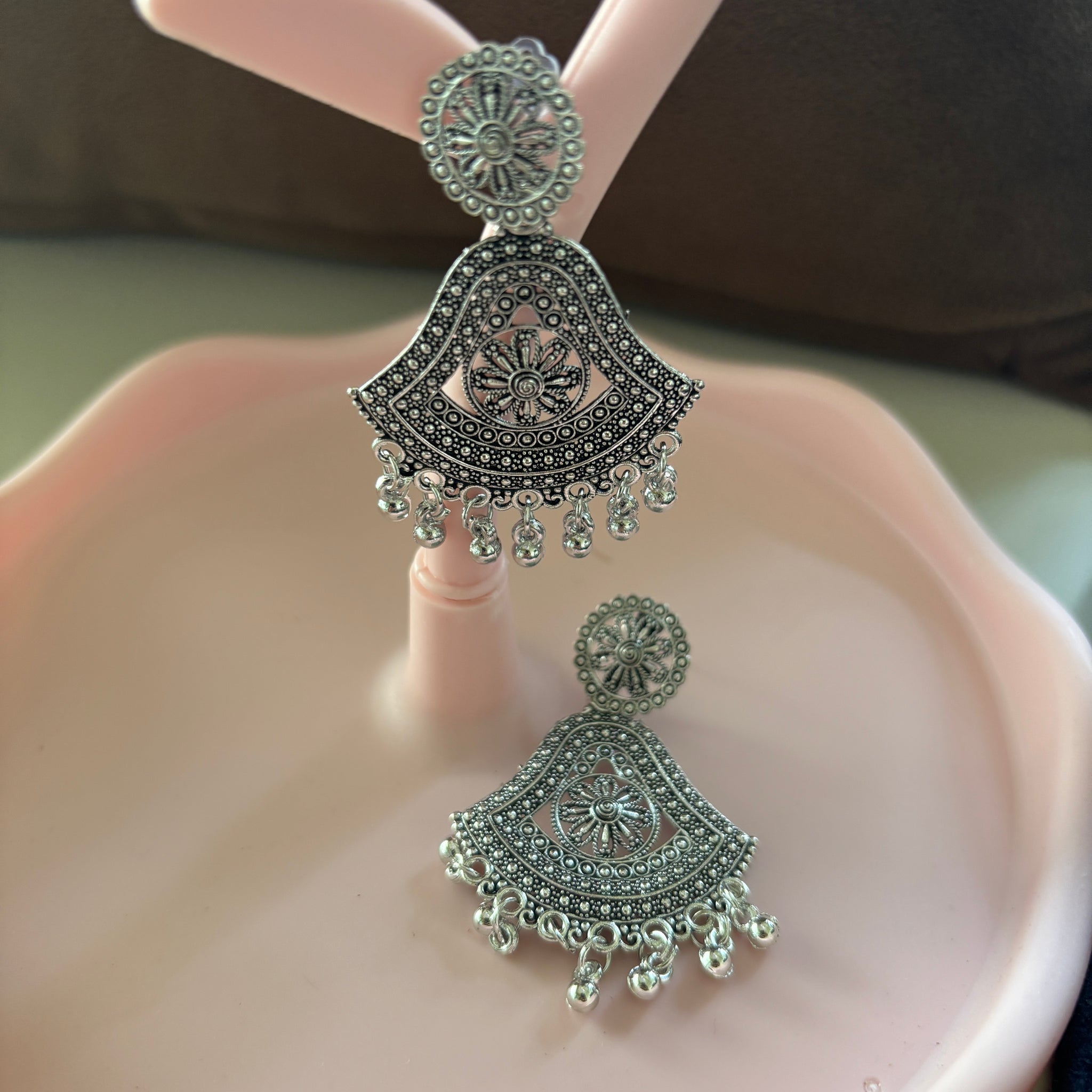 Oxidised Silver Dangler Earrings