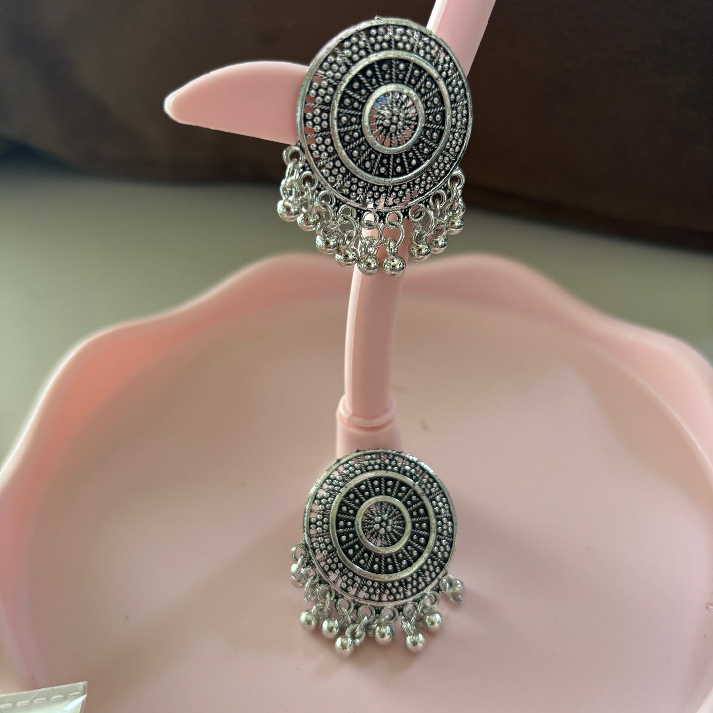 Oxidised Silver Jhumka  Earrings