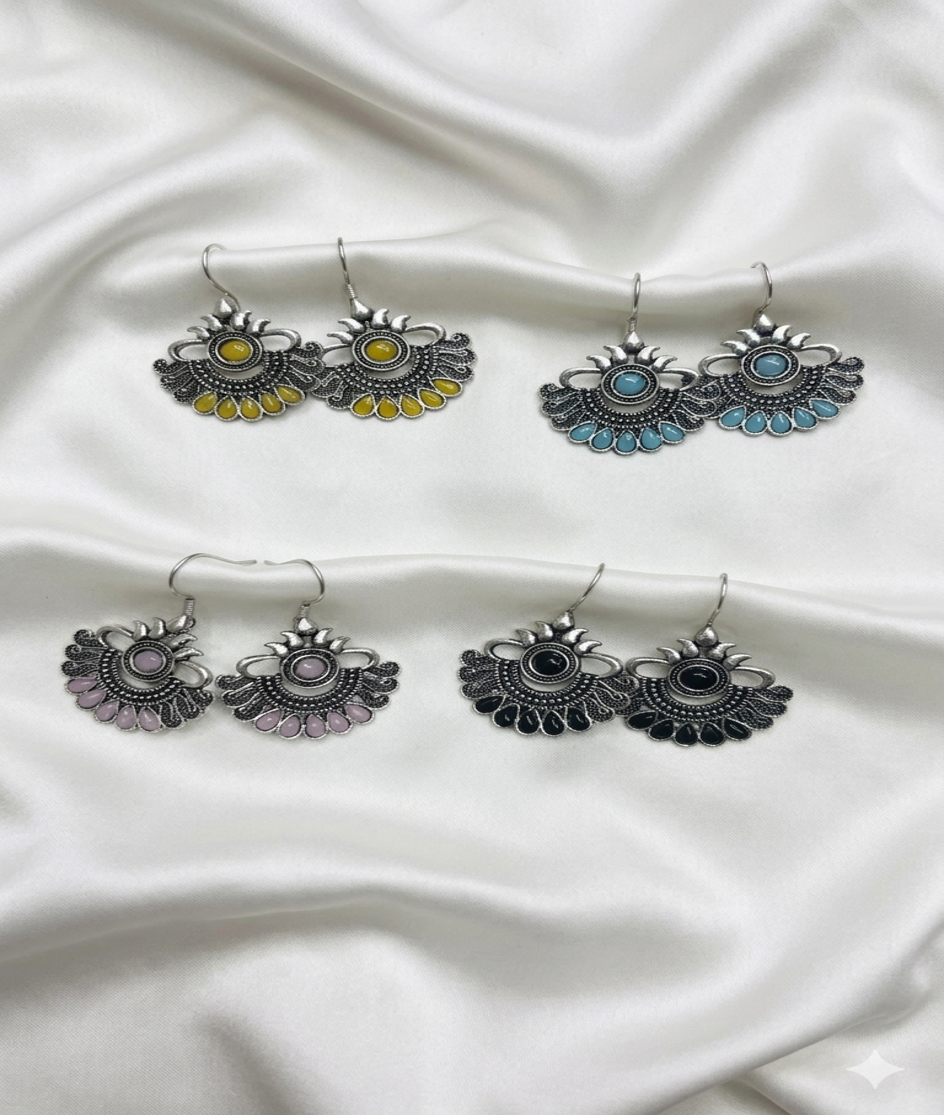 Combination of Heritage Charm Oxidized Dangle Earrings