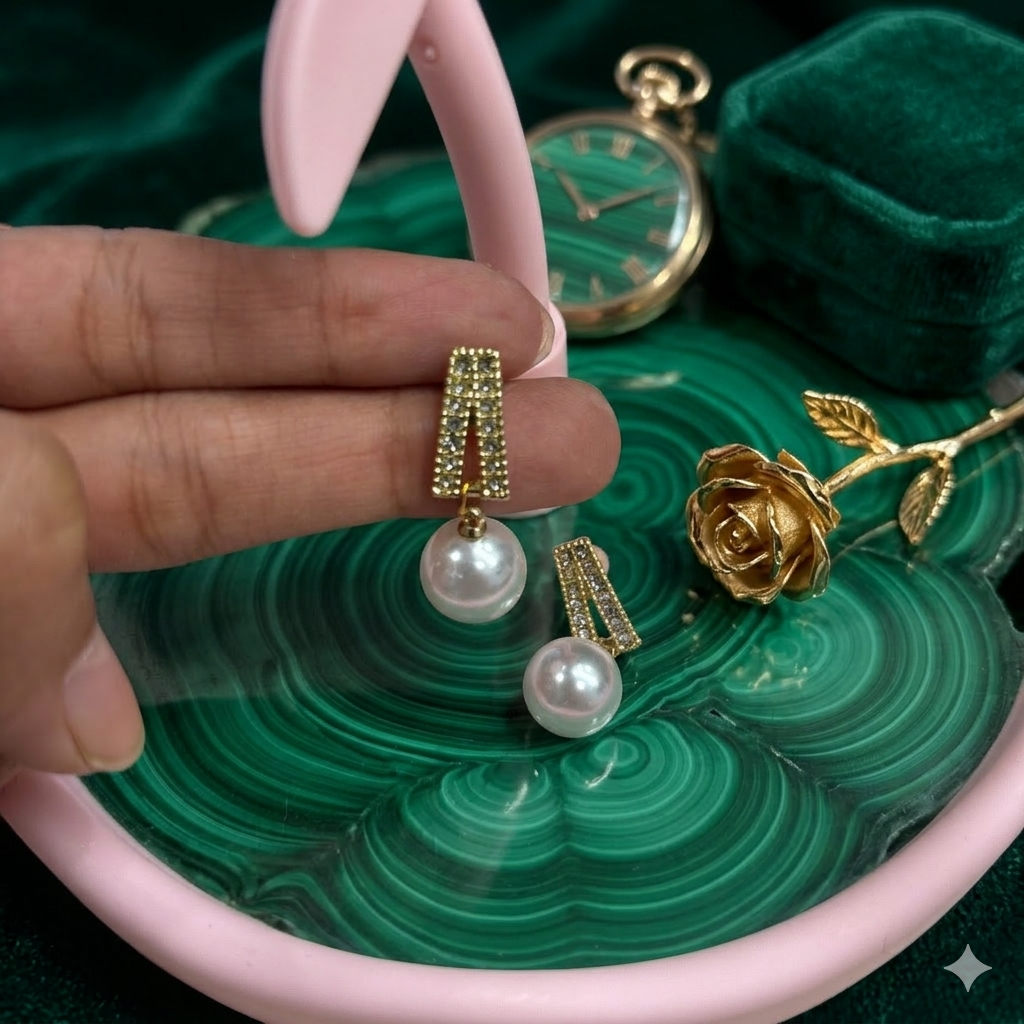 Pave Diamond Pearl Drop Earrings