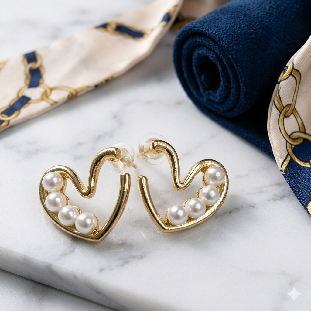 Pearl Heart Earrings